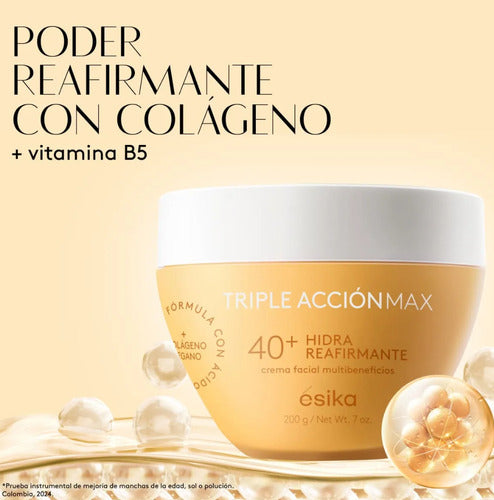 Crema Ésika Hidra Reafirmante 40+ Triple Acción Max 200g Normal Día/noche