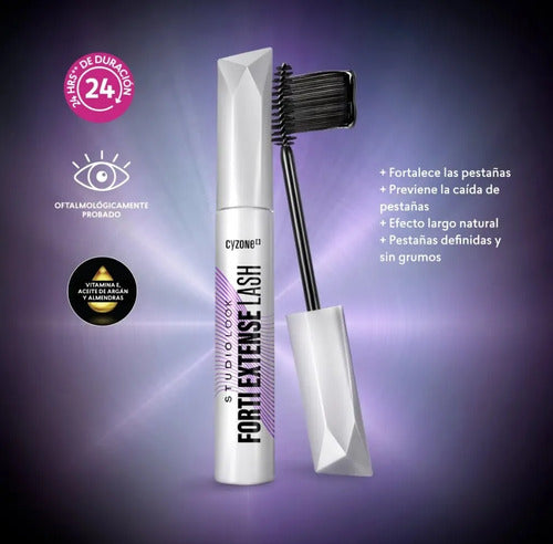 Máscara De Pestañas Studio Look Forti Extense De Cyzone 8g Negro