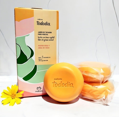 Jabones En Barra Mango Rosa Y Agua De Coco Natura 90g X5