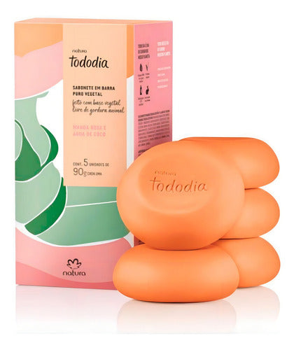 Jabones En Barra Mango Rosa Y Agua De Coco Natura 90g X5