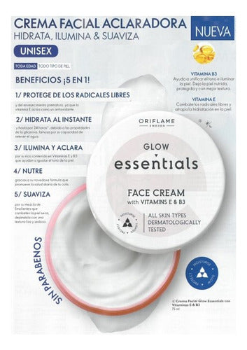 Crema Facial Essentials Aclaradora Vitamina E & B3 Oriflame Todo Tipo De Piel Día/noche