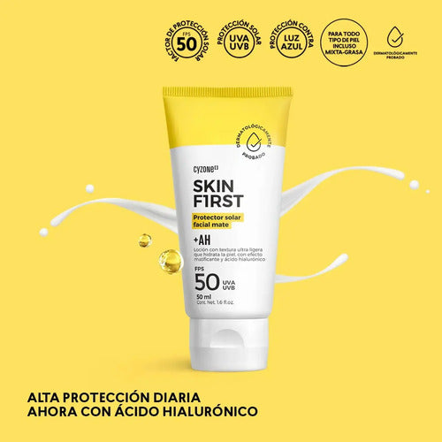 Protector Solar Facial Skin First De Cyzone Con Fps 50 50ml