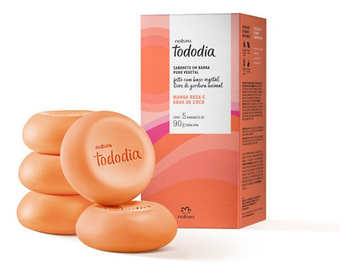 Jabones En Barra Mango Rosa Y Agua De Coco Natura 90g X5